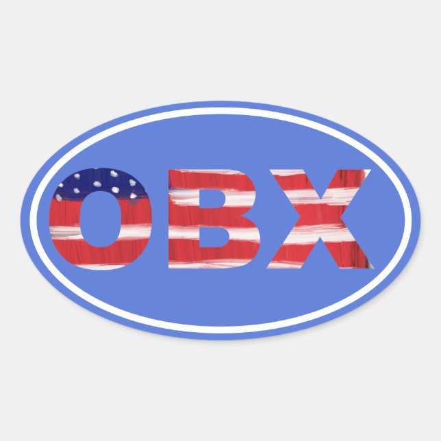OBX Flag Text Oval Sticker (Front)
