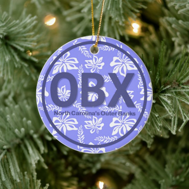 OBX NC Outer Banks North Carolina Flower Ceramic Ornament (Tree)