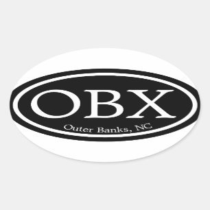 OBX Outer Banks Black Oval Sticker