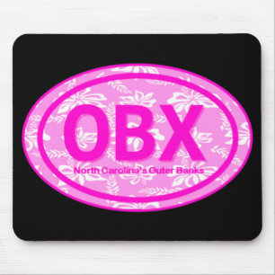 OBX Outer Banks NC PInk Floral Beach Tag Mousepad