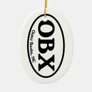 OBX Outer Banks Oval Ceramic Tree Decoration