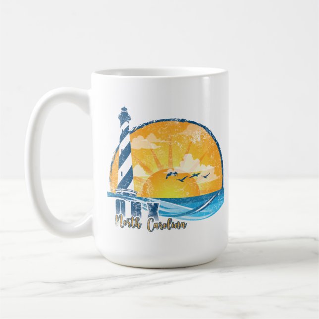 OBX Outer Banks Sunset Distressed Coffee Mug (Left)
