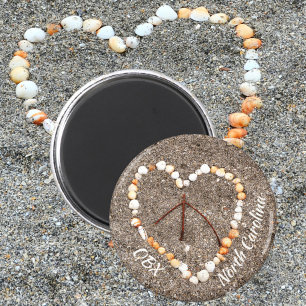 OBX Peace Sign Heart of Seashells NC Magnet