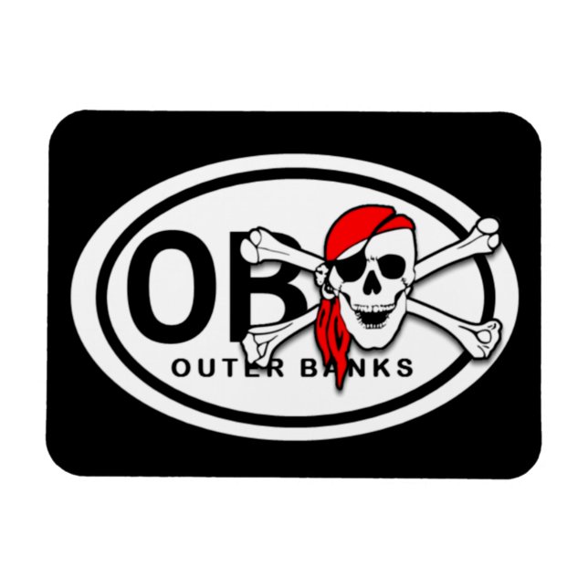 OBX Skull and Crossbones Pirate Magnet (Horizontal)