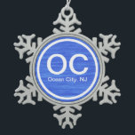 OC Ocean City NJ New Jersey Beach Christmas Snowflake Pewter Christmas Ornament<br><div class="desc">Ocean City New Jersey Beach Christmas Ornament. ~</div>