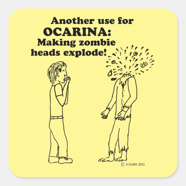 Ocarina Zombie Explode Square Sticker (Front)