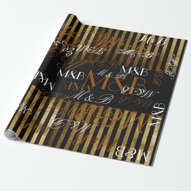 occasion mr mrs personalised initials wrapping paper (Unrolled)