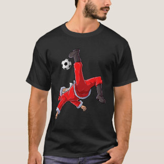 occer Christmas Santa Bicycle Kick Xmas Boys Men B T-Shirt