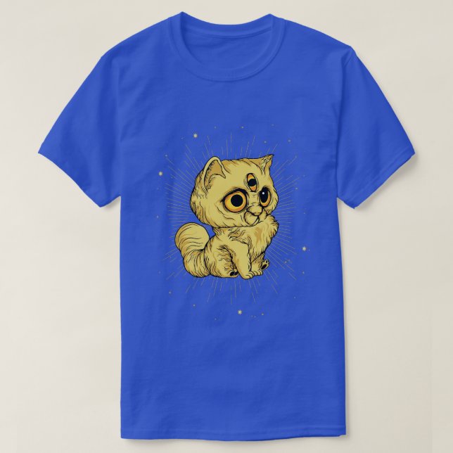 Occult Cat 3 Eyes Kitten Magic Esoteric T-Shirt (Design Front)