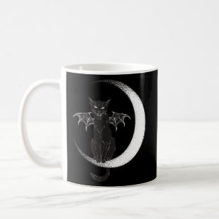 Occult Cute Gothic Cat Wings On Moon Horror Art  Coffee Mug