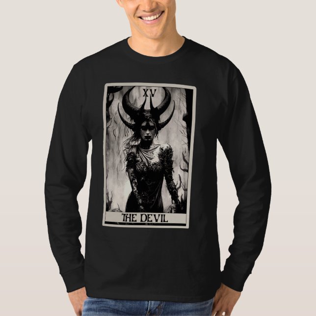 Occult Dark Art Horror The Devil Tarot Card T-Shirt (Front)