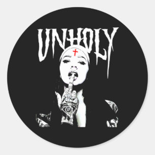 Occult Gothic Dark Satanic Nun Tattoos Unholy Nun  Classic Round Sticker