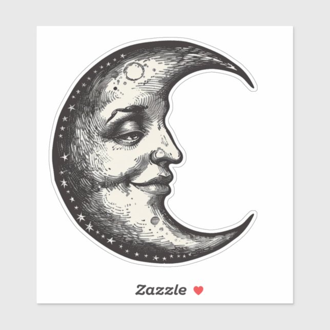 Occult Gothic Victorian Moon With Face (Sheet)