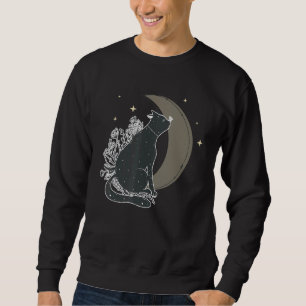 Occult Gothic Witch Magic Black Cat Crescent Moon Sweatshirt