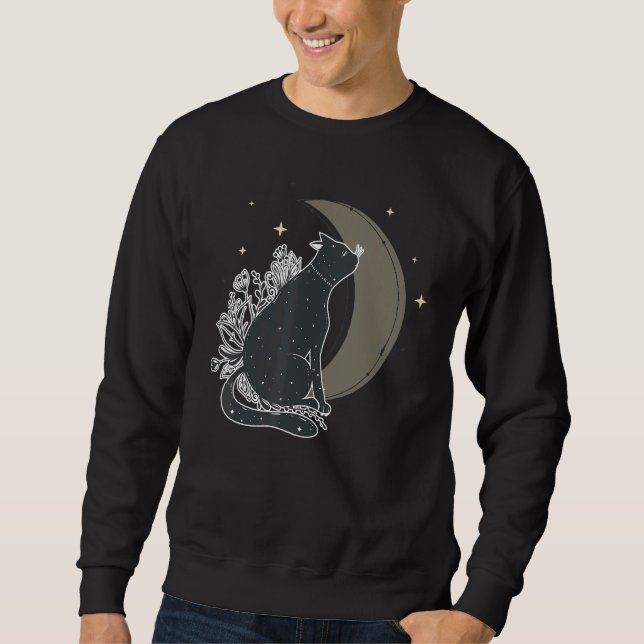 Occult Gothic Witch Magic Black Cat Crescent Moon Sweatshirt (Front)