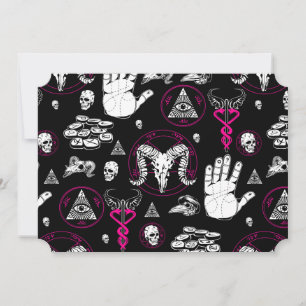 occult halloween all seeing eye esoteric rune pink invitation