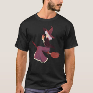 Occult Magic Witch Flying Broom T-Shirt