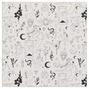 occult mystical esoteric witchcraft crystals white fabric
