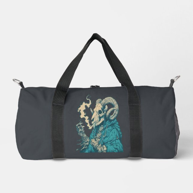 Occult Smoking Ram Skull Duffel Bag (Front)