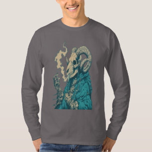 Occult Smoking Ram Skull Long Sleeve T-Shirt