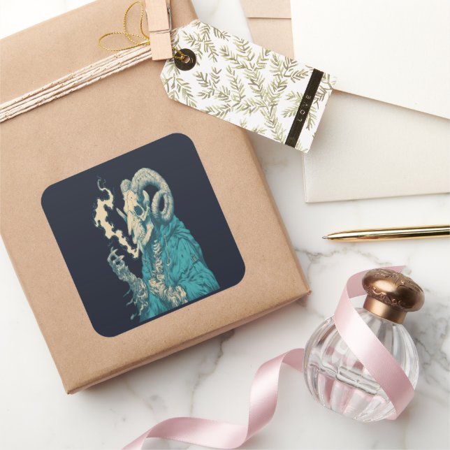 Occult Smoking Ram Skull Sticker (Gifting)