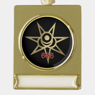 Occult symbol septagram gold plated banner ornament