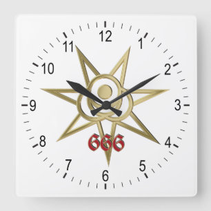 Occult symbol septagram square wall clock