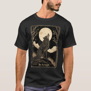Occult Tarot Card, Wolf howling Moon, Goth Dark Wi T-Shirt