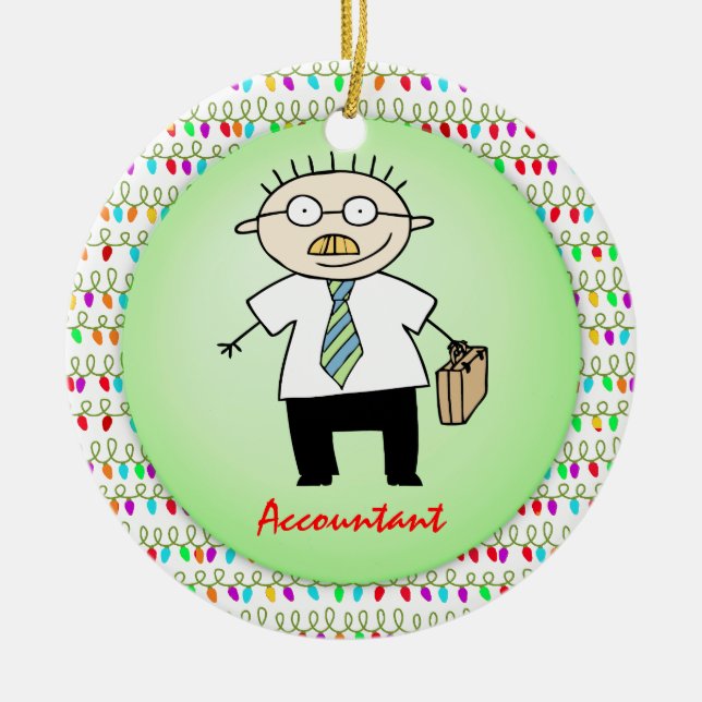 Occupation Accountant Guy Funny  Personalised Ceramic Tree Decoration (Front)