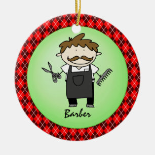 Occupation Barber Christmas Personalised Ceramic Ornament