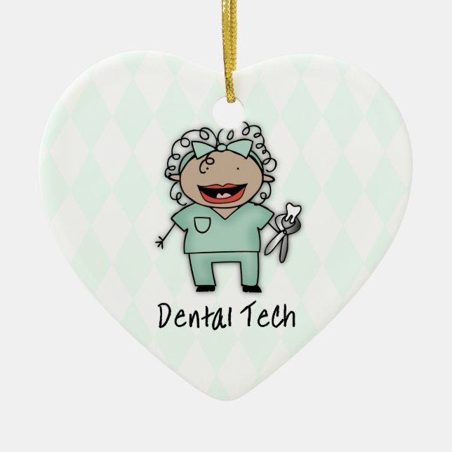 Occupation Woman Dentist Tech Personalised Ceramic Tree Decoration (Front)