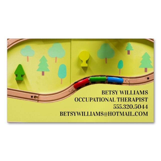 Occupational Therapist At Home Kids Toys Magnetic Business Card (Front)