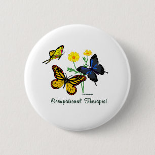 Occupational Therapist Butterflies 6 Cm Round Badge