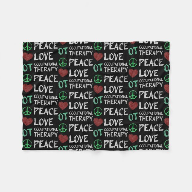 Occupational Therapist OTA Peace Love Fleece Blanket (Front (Horizontal))