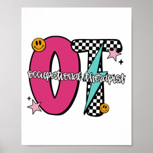 Occupational Therapist Retro Chequered Ot Graduati Poster
