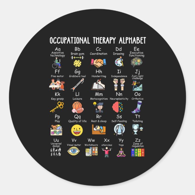 Occupational Therapy Alphabet Ota Funny Teacher Lo Classic Round Sticker (Front)