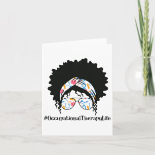 Occupational Therapy Black Afro Messy Bun African Card