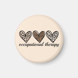 Occupational Therapy Cheetach Print Heart Magnet