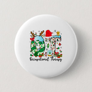 Occupational Therapy Christmas Lights Santa Hat Ot 6 Cm Round Badge