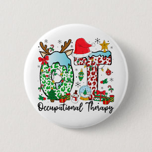 Occupational Therapy Christmas Lights Santa Hat Ot 6 Cm Round Badge