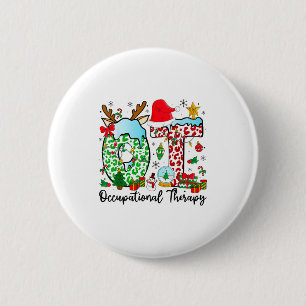 Occupational Therapy Christmas Lights Santa Hat Ot 6 Cm Round Badge