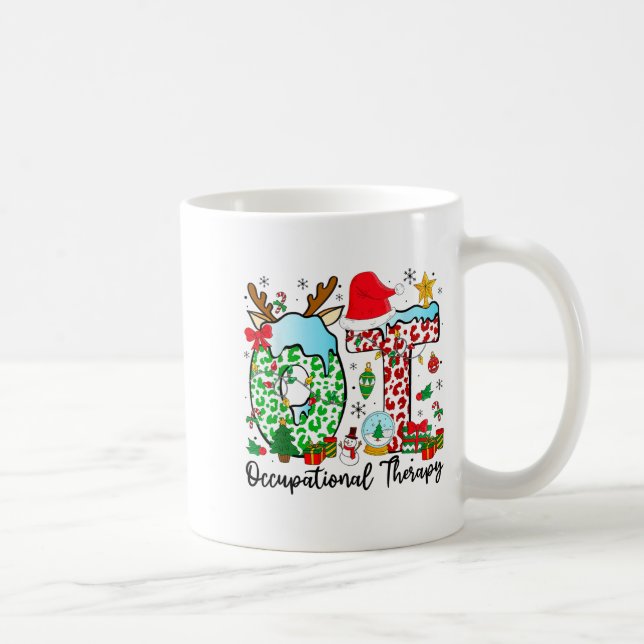 Occupational Therapy Christmas Lights Santa Hat Ot Coffee Mug (Right)