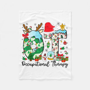 Occupational Therapy Christmas Lights Santa Hat Ot Fleece Blanket