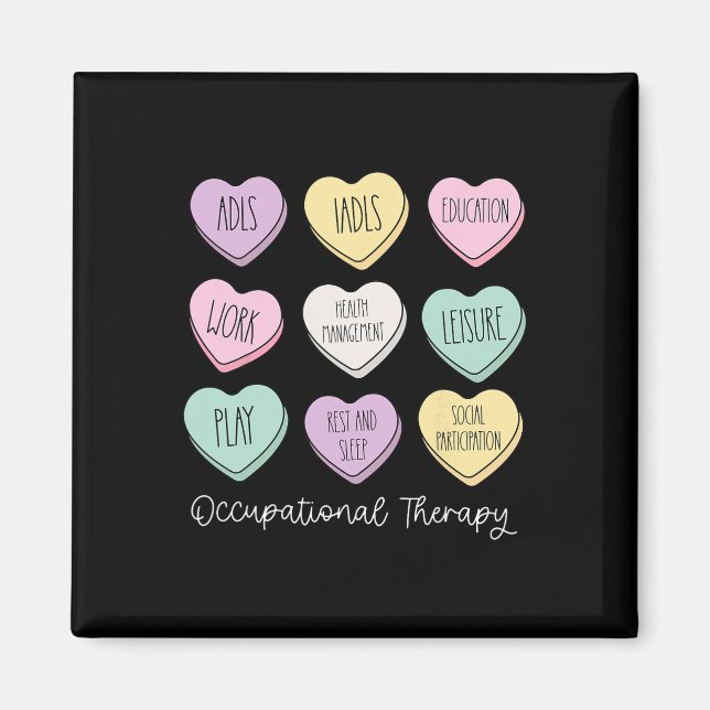 Occupational Therapy Conversation Hearts Valentine Magnet (Front)