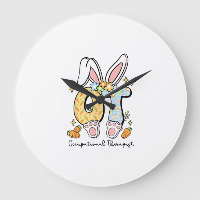 Occupational Therapy Easter Bunny OT OTA Spring Ot Large Clock (Front)
