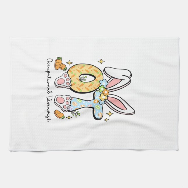 Occupational Therapy Easter Bunny OT OTA Spring Ot Tea Towel (Horizontal)