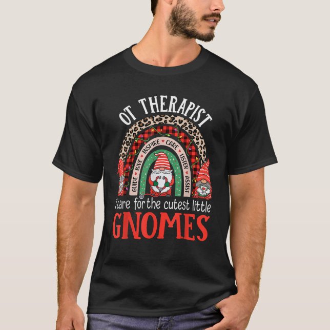 Occupational Therapy Gnomes Christmas OT Therapist T-Shirt (Front)