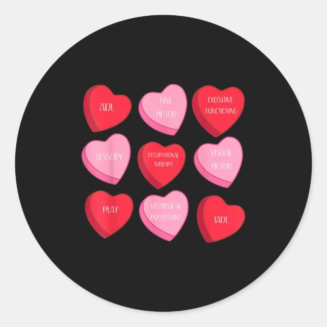 Occupational Therapy Heart Candy Valentine Day Ot  Classic Round Sticker (Front)