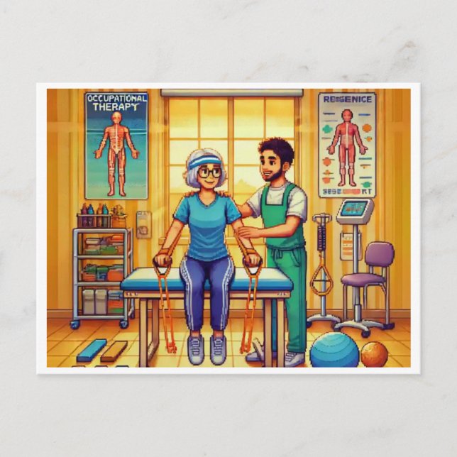 Occupational Therapy Month 16-Bit Pixel Art Holiday Postcard (Front)