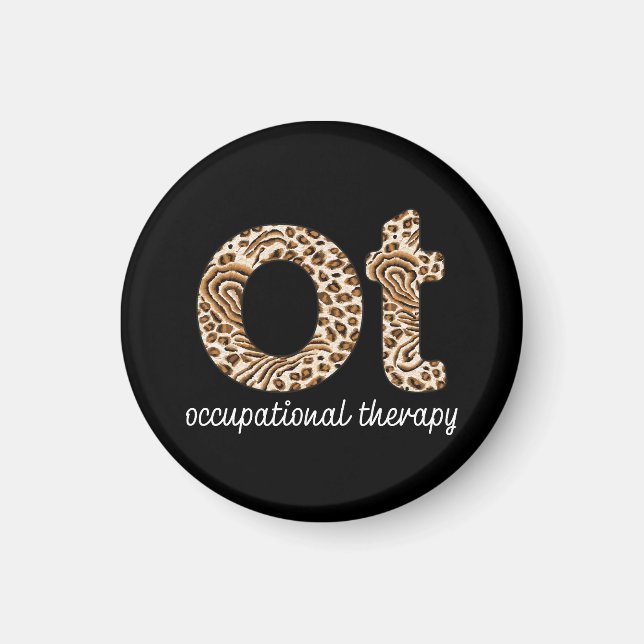 Occupational Therapy OT Cheetah Print Magnet (Front)